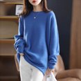 thumbnail image 5 of Ropa de mujer Túnica de punto suelta sólida Otoño Invierno Suéteres gruesos de cuello redondo Casual sueltos suaves y cálidos Jersey de lana simple, 5 of 5