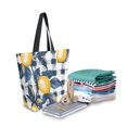 thumbnail image 2 of FORMRS Womens Canvas Tote Bag with Zipper Inner Pocket Shoulder Handbag, Beige Plaid Lemon, 2 of 7