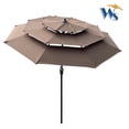 thumbnail image 3 of 9Ft 3-Tiers Patio Umbrella, Outdoor Market Table Umbrella with Crank and Tilt and Wind Vents, Sun Umbrella for Garden, Deck, Backyard, Pool Shade, Swimming Pool, 3 of 6