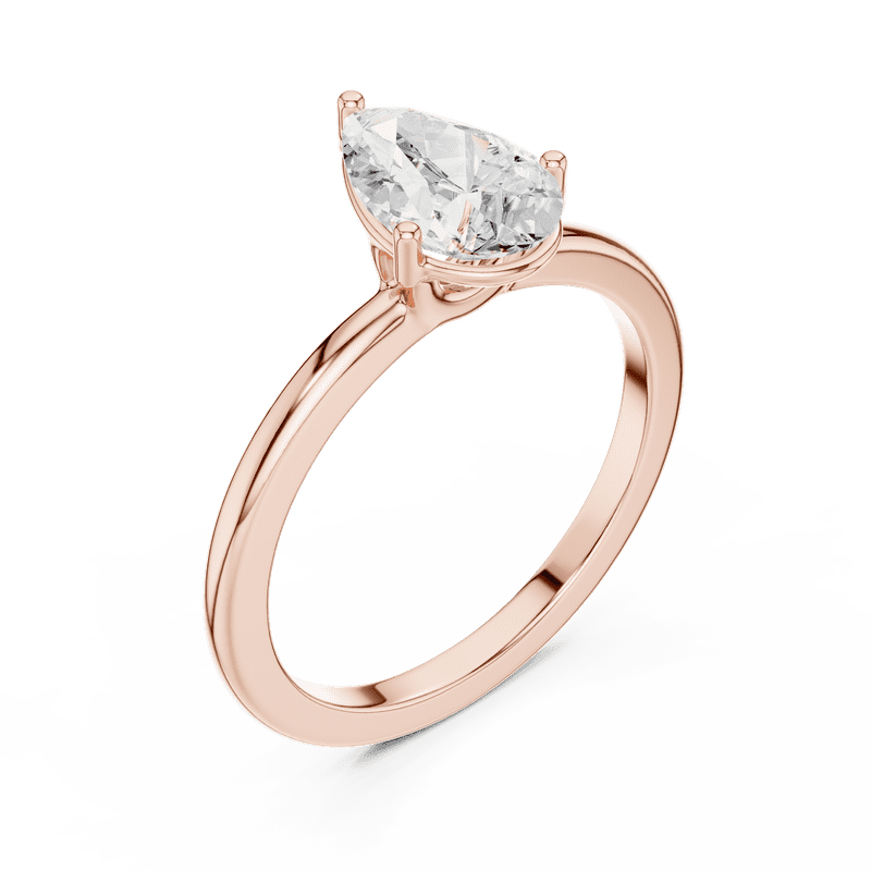 Zuwelria Luxurious Certified Diamond Rings | 1.00 Carat Pear Shape Moissanite Diamond Wedding Ring for Women | Solitaire Diamond Ring for Ladies | 18K Rose Gold Plating Over Silver Size 8