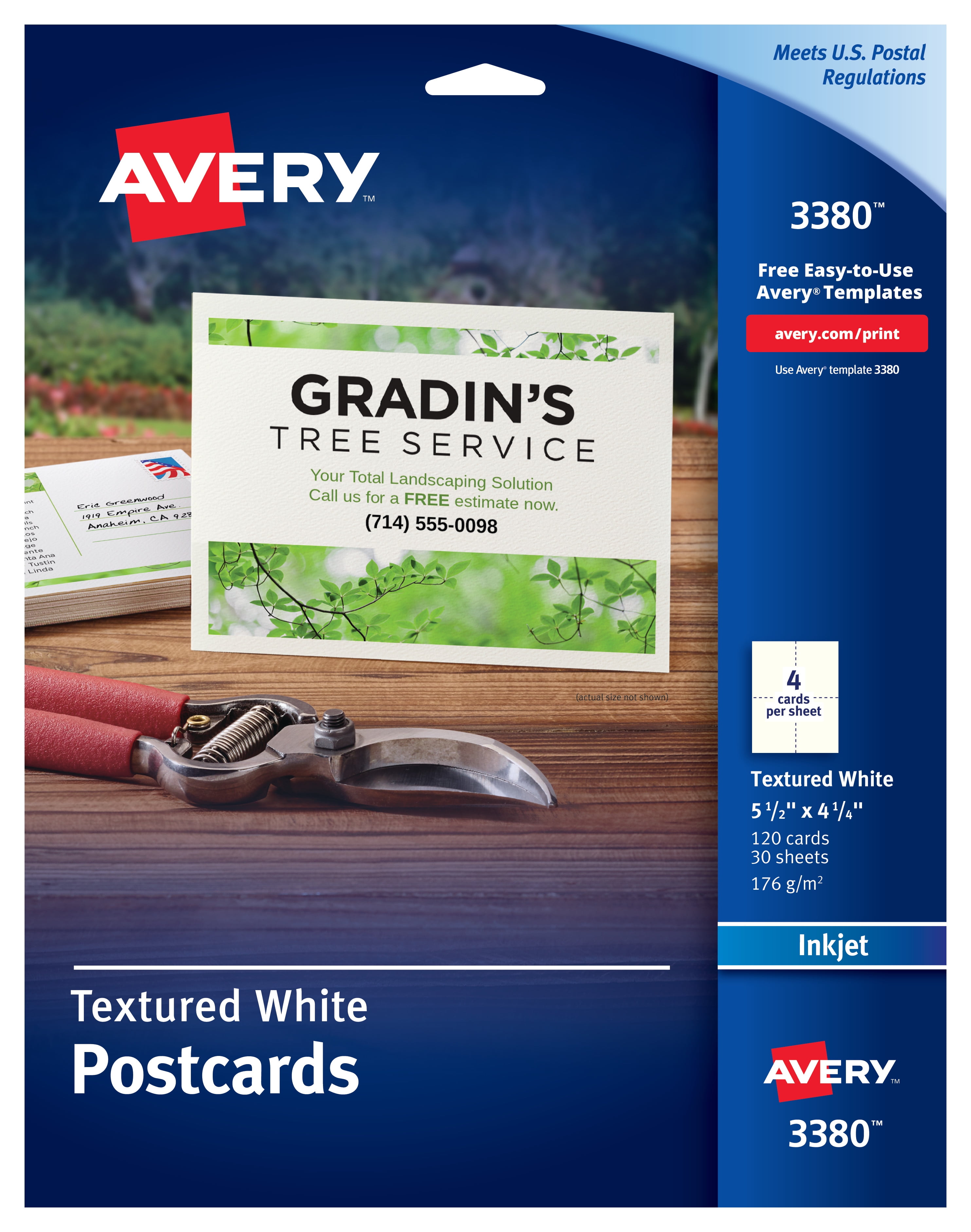 Avery Postcards, Matte, Two-Sided Printing, 22122121-22121/221" x 221-22121/221", 221212210 Cards  (21) Inside 4 To A Page Postcard Template