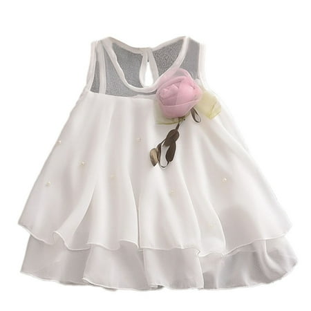 

AIMAOMI Solid Tulle Sleeveless Dresses Baby Girls Toddler Flowers Skirt Party Princess Girls Outfits&Set H