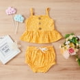 thumbnail image 3 of LMTODLFG Baby Girl Clothes Toddler Baby Girls Ruffles Dot Printed Suspenders Tops+Shorts Outfits Baby Girl Outfits Yellow 6-9 Months, 3 of 7