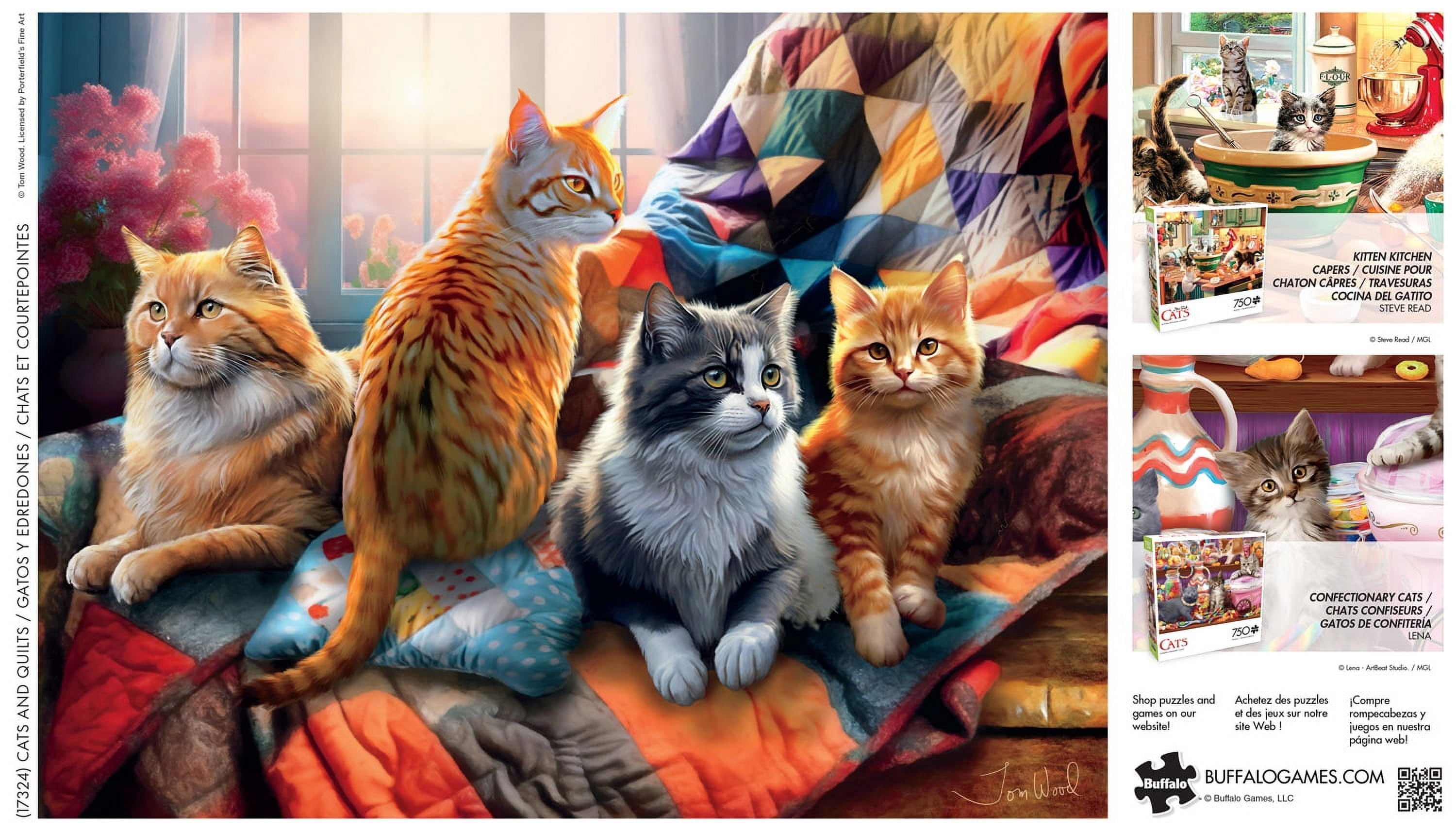 Buffalo Games 750-Piece Cats and Quilts Interlocking Jigsaw Puzzle for Adults Ages 14+