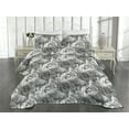 thumbnail image 2 of Ambesonne Romantic Flowers Quilted Coverlet 3 Pcs, Melancholic Floral, King Size, Charcoal Grey Off White, 2 of 4