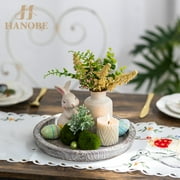 Hanobe Rustic Candle Plate Holder Tray: Round Wooden Decorative Tray, Farmhouse Wood Pillar Candle Holder Trays Kitchen Counter Dining Table Centerpiece