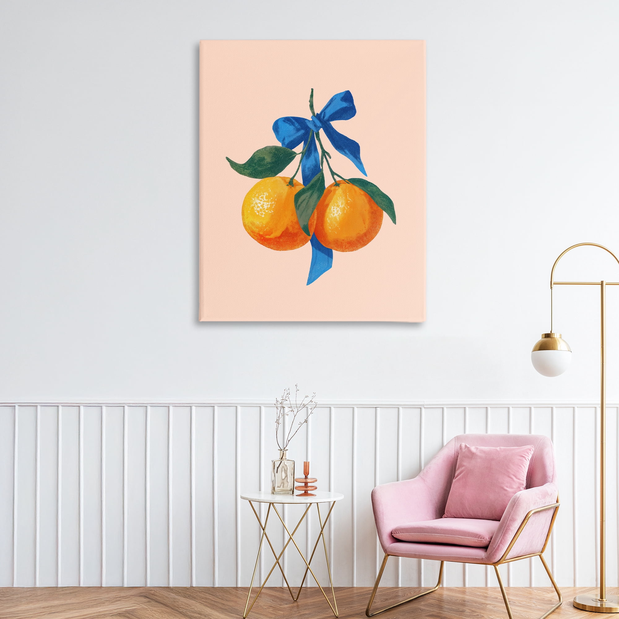 Stupell Industries Two Oranges with Blue Bow Canvas Wall Art, design by Imagine It Images