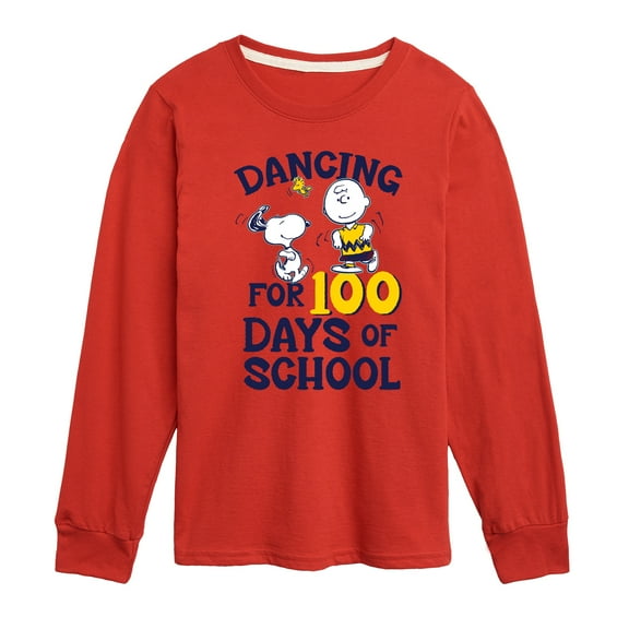 Peanuts - Dancing For 100 Days Of School - Toddler & Youth Long Sleeve Graphic T-Shirt