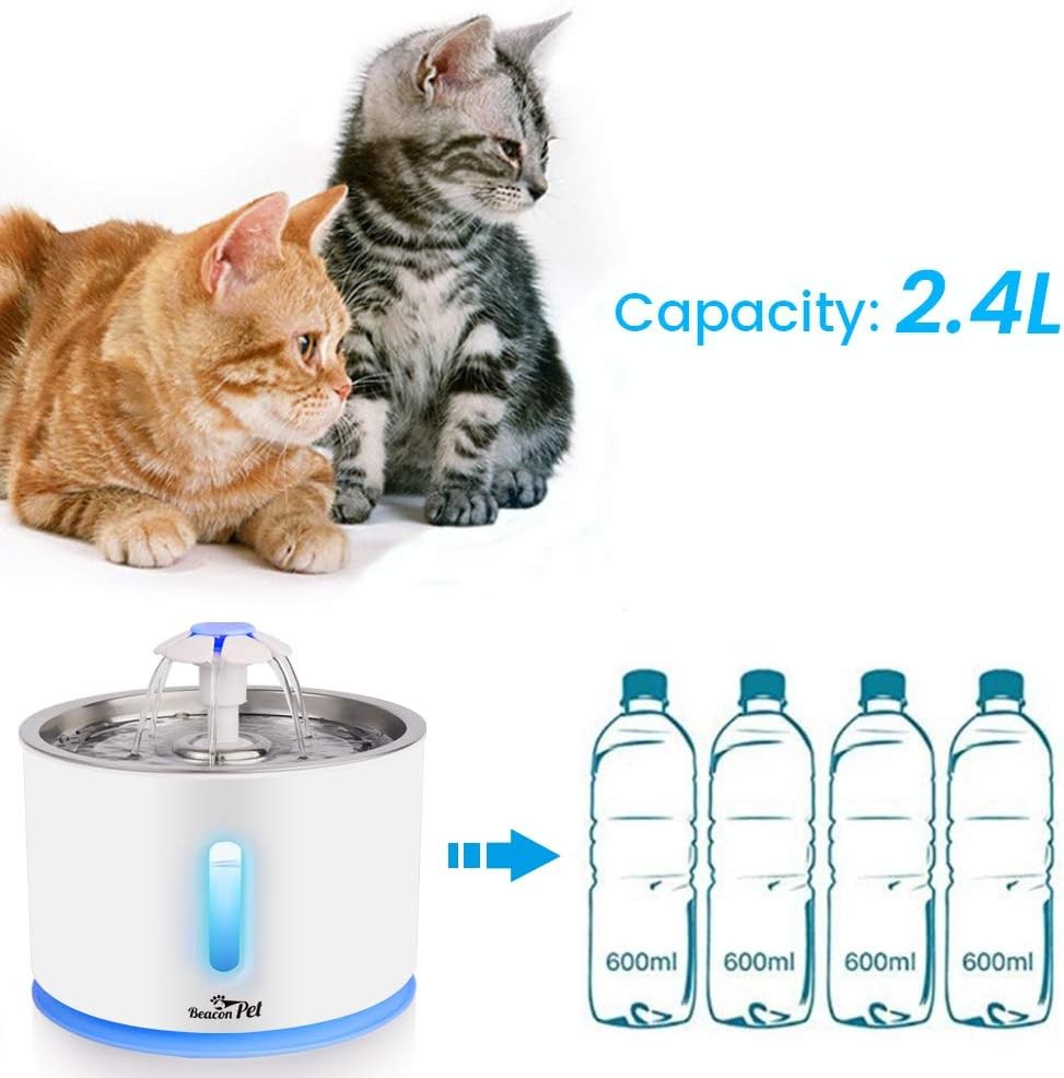 JIAN YA NA Cat Water Fountain, Automatic Pet Fountain for Dogs Cats, 85oz/2.4L Pets Water Dispenser with Automatic Power Off Function, White