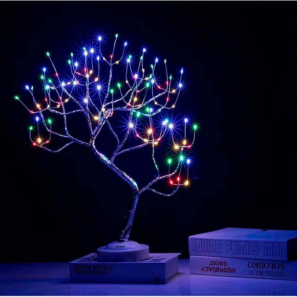 Lámpara De Mesa De Noche Árbol Bonsái De 108 Luz Led Con Botón Táctil