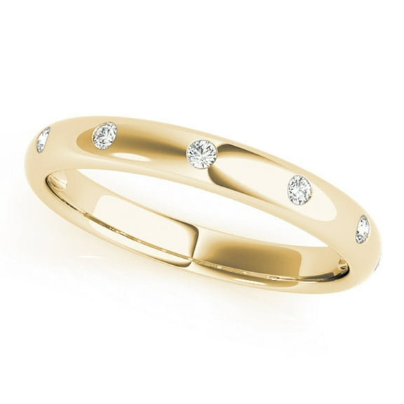 SZUL Women's 1/10 Carat TW Bezel Se Diamond Wedding Band in 14K Yellow Gold