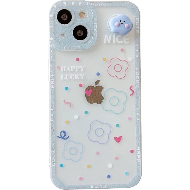 Funda suave de silicona para iPhone con nube giratoria y flores de dibujos animados para mujeres y niñas (blanco, iPhone 11) Blanco Iphone 11