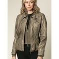 thumbnail image 2 of Made by Johnny Women's Faux Leather Jacket with Hoodie XXL KHAKI, 2 of 6