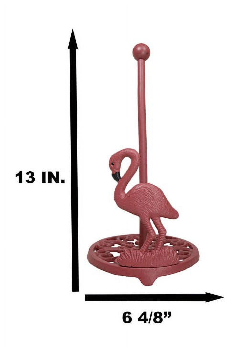 Cast Iron Tropical Birds of Paradise Pink Flamingo Kitchen Paper Towel Holder