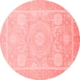 thumbnail image 1 of Ahgly Company Machine Washable Indoor Round Abstract Red Modern Area Rugs, 3' Round, 1 of 4