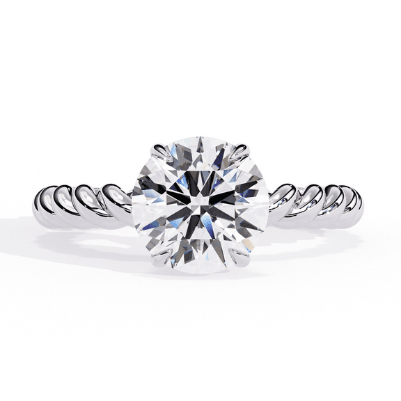 1.92 CT Round Brilliant Cut Lab Grown Diamond Twisted Band, Prongs Wedding Ring, 10k White Gold Engagement Ring, Proposal Ring For Women