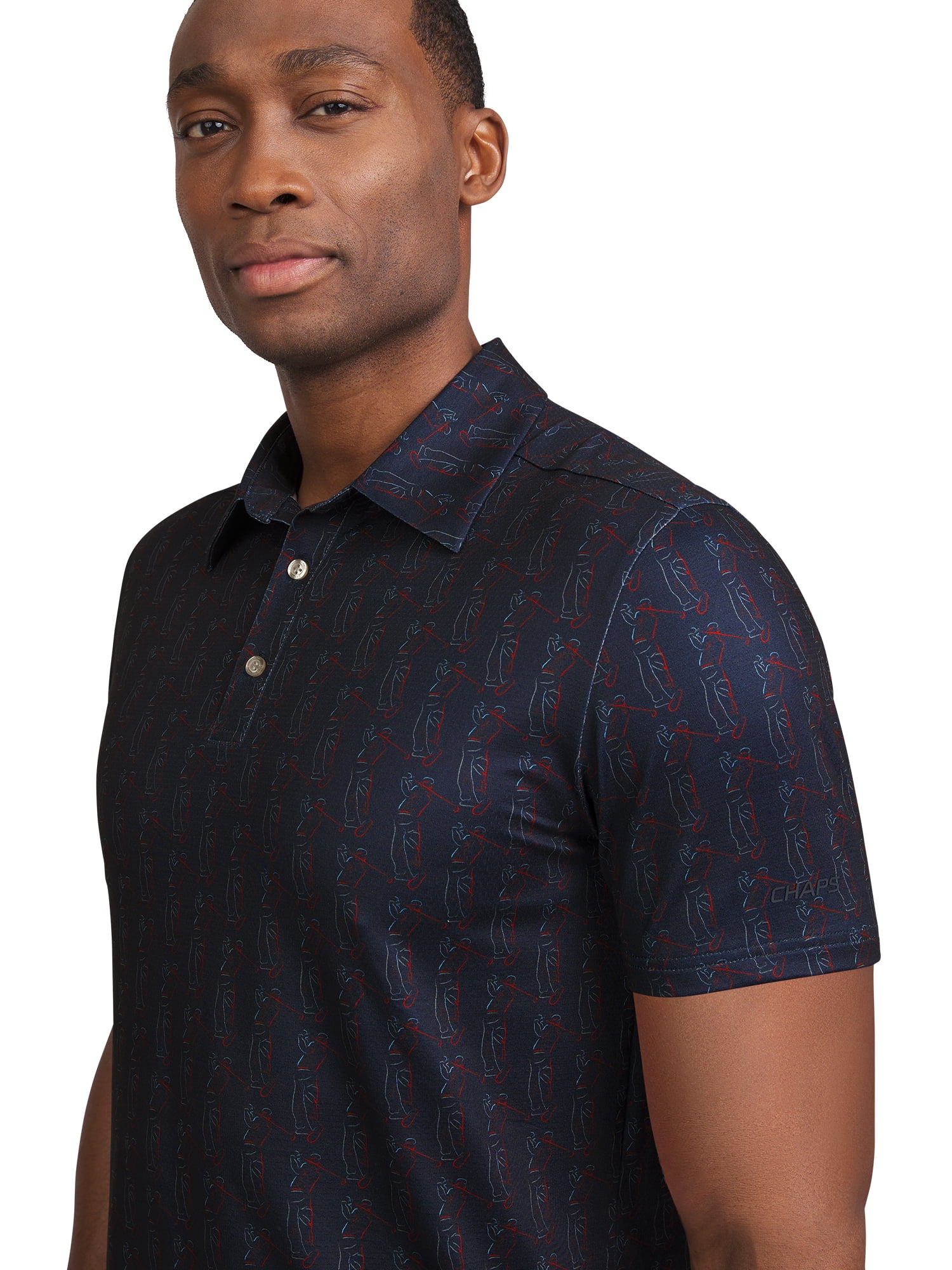 Chaps Golf Men's and Big Men's Classic Fit Short Sleeve Floral Printed Polo Shirt, Sizes S-5XL