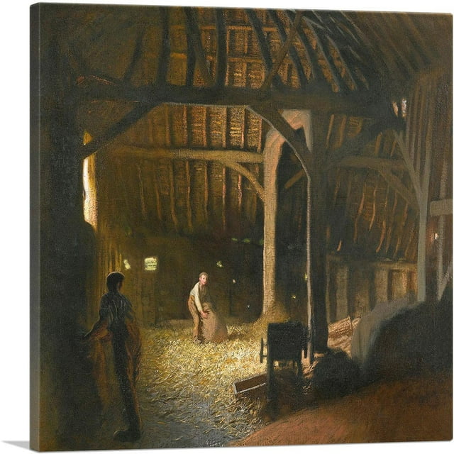 ARTCANVAS The Barn At Deers Farm 1911 Canvas Art Print by George Clausen - Size: 18" x 18" (1.50" Deep)