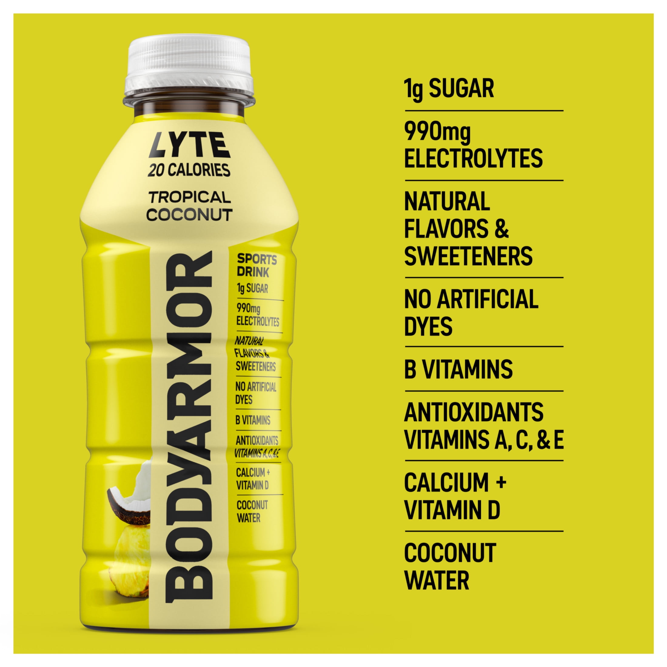 BODYARMOR Lyte Tropical Coconut Electrolyte Sports Drink, 16 fl oz Bottle