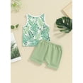 thumbnail image 4 of Bslissey Toddler Baby Boys 2Pcs Summer Outfits Sleeveless Leaf Print Tank Tops + Drawstring Shorts 6M 12M 18M 24M 3T Infant Casual Short Pants Sets for Daily Vacation, 4 of 8