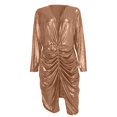 thumbnail image 4 of YUHAOTIN Female Sexy Dresses for Women Clubwear Women's Pleated V Neck Slim Fitting Sexy Sequined Short Dress Princess Dress Champagne Dress for Women, 4 of 4