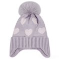 thumbnail image 4 of CPNG Knitted Baby Hat Winter Warm Boys Girls Colorful Pattern Pom Pom Ski Cap Beanie with Ear Flaps Fleece Lining Toddler Kids Hats with Pompom, 4 of 6