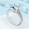 thumbnail image 5 of Blue Jewelry Women's Jewelry - Oval 2 Ct White Moissanite Ring - 14K White Gold Plated Ring - Wedding Rising Split Shank Ring for Women's - Anniversary Gifts for Mom/Girlfriend/Wife, 5 of 10