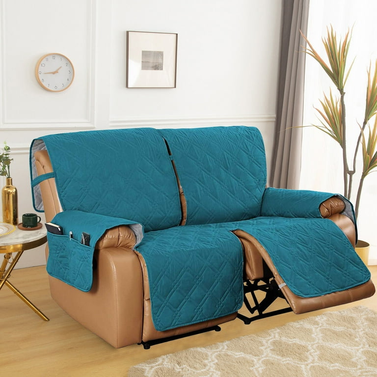 TOPCHANCES Non Slip Recliner Sofa Cover for Living Room Waterproof 2 Seater Couch Protector Console Design Dark Blue Walmart