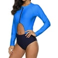 thumbnail image 5 of Women's High Rise One Piece Swimsuit Color Blocked Rashguard Long Sleeve Swimwear Upf 50+, 5 of 6