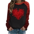 thumbnail image 1 of Penkiiy T-Shirt Décontracté à Col Rond pour Femmes, Manches Longues, Mignon, Tendance, Grande Taille, Imprimé Cœur, L Rouge, 1 of 4
