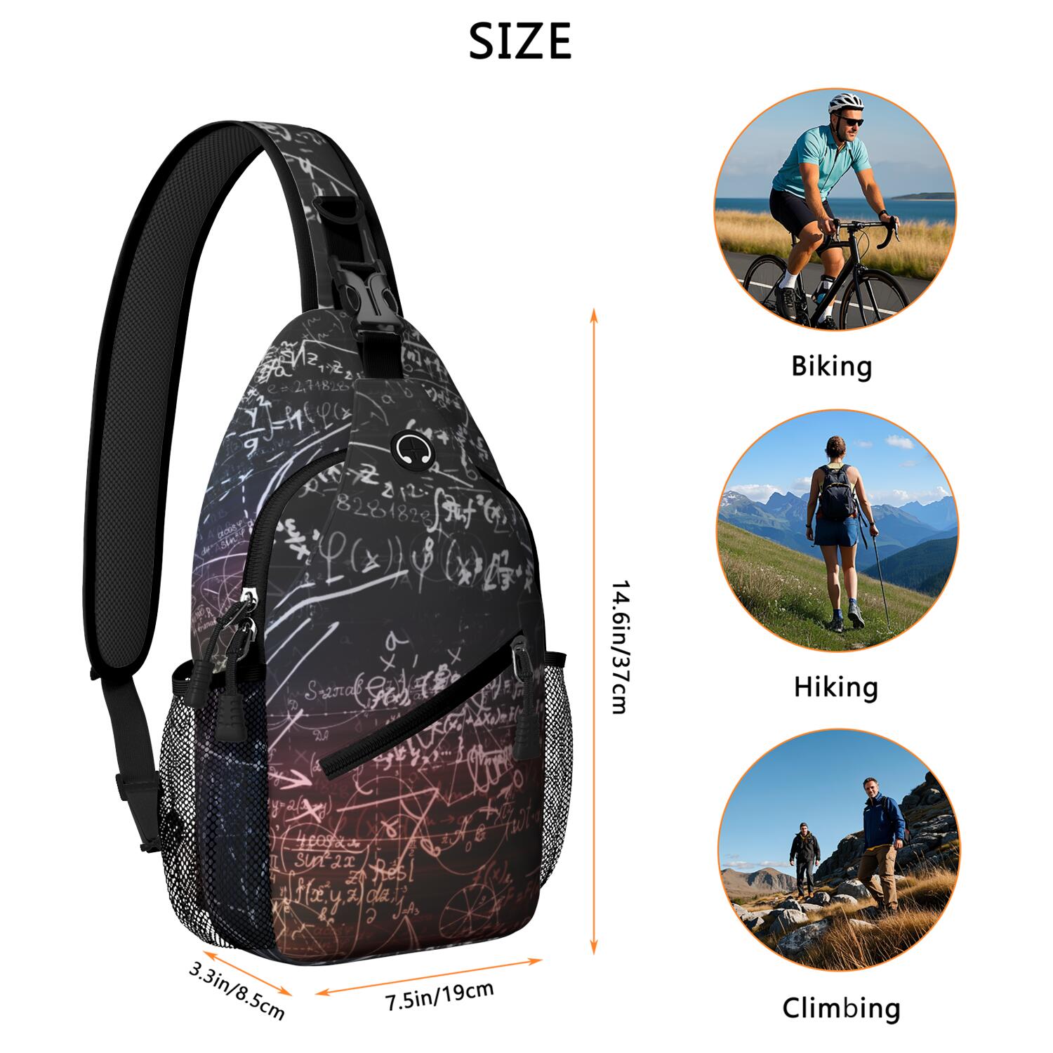 Biology Themed Chest Bag Travel-Ready Sling Backpack with Organized Pockets Durable & Comfortable for Hiking, Climbing & Casual Urban Wear