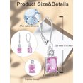 thumbnail image 5 of PYNZY Sterling Silver Leverback Earrings|8x6mm Dangle Earrings for Women Created Pink Tourmaline Birthstone Jewelry|Wedding Earrings for Evening Wear, 5 of 6