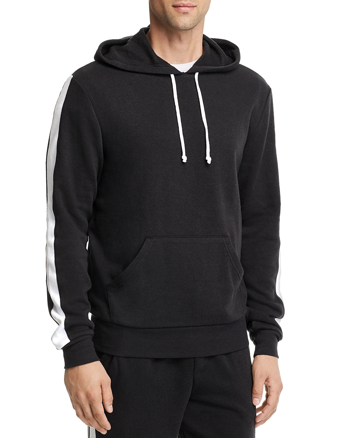 Alternative Mens Stripe Pullover Hooded Sweatshirt Large L Eco Black & White - Walmart.com