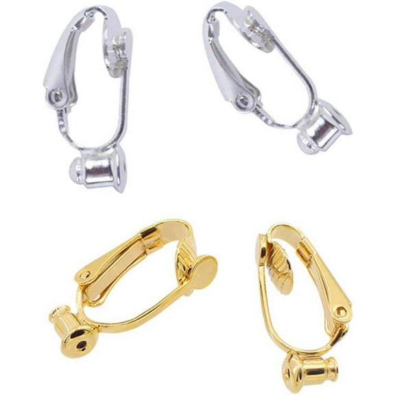 20PCS Stud to Clip on Earring Converter Clip Earring Findings Dangle Earring Converters with Easy Open Loop (Golden and Silver)