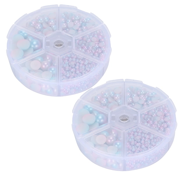 Perla Trasera Plana Cuentas Semiredondas Perla Degradada Accesorios De Ropa 2Boxes Gradient Imitation Pearl Semicircular Nonporous Flat Back Accesorios Decorativos Para Ropa ANGGREK Rosa+Azul