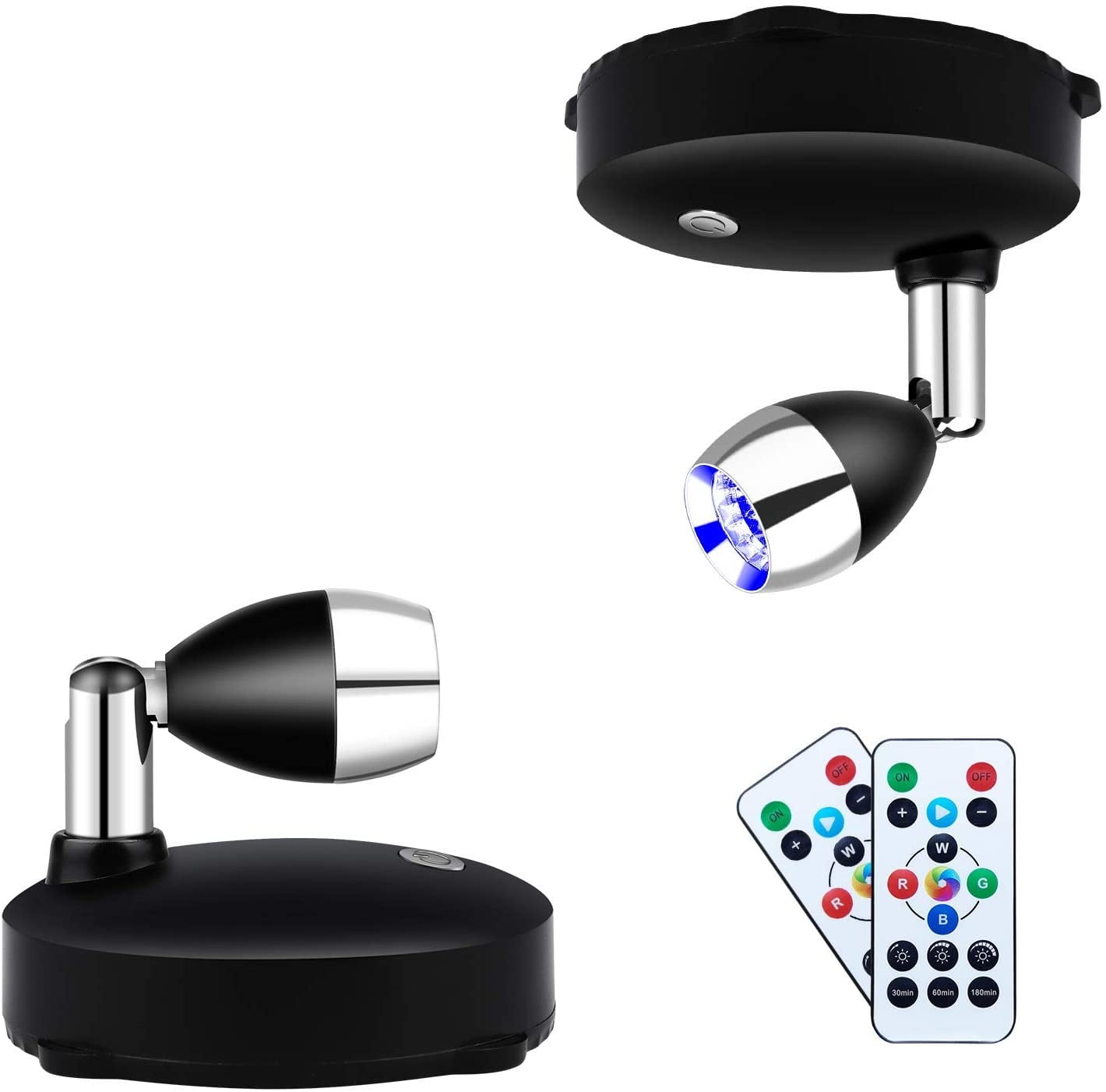 verjaardag Steken Beeldhouwer Wireless Spotlight Battery Operated Spot Light Up Lights Indoor Mini Accent  Lights Dimmable Art Lights LED Spotlights with Remote Stick on Anywhere  Rotatable Wall Light ( RGB 2 Pack ) - Walmart.com