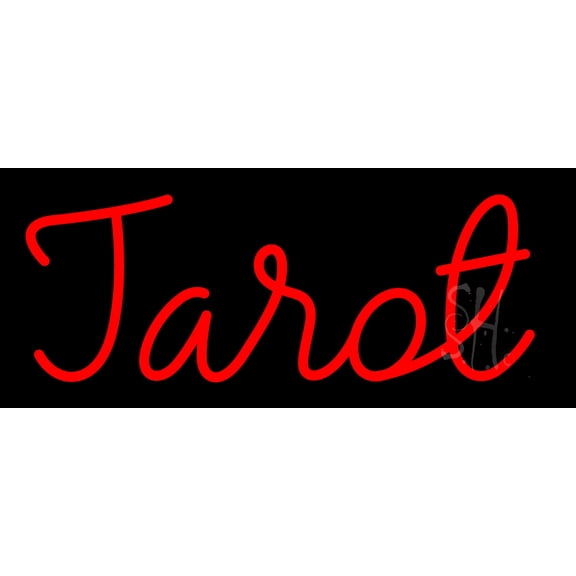 Red Tarot LED Neon Sign 10" Tall x 24" Wide - inches Black Square Cut Acrylic Backing, with Dimmer - Bright and Premium built indoor LED Neon Sign for Storefront.