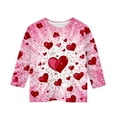 thumbnail image 4 of dazeni 3-12 Years Girls 3/4 Sleeve Round Neck T-Shirts Valentina's Day Spring Summer Shirts Funny Love Heart Graphic Tee Tops Red9, 4 of 5