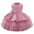 thumbnail image 3 of Fesfesfes Kids Girls Ruffled Princess Dress Infant Toddler Girls Bridesmaid Gown Tulle Birthday Party Dress Spring, 3 of 9