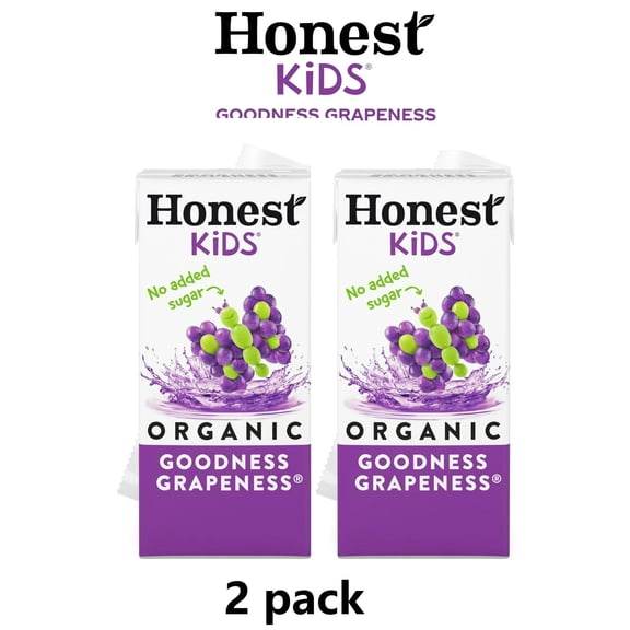 2 pac Honest Kids Organic Goodness Grapeness Juice Drink Boxes 8-pack, 6 oz. each