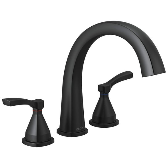 Delta Faucet T2777-BL Three Hole Roman Tub Trim Deck-Mount without Diverter, Matte Black