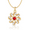Gold, variant on Modern Flower Gold Plated Pendant With Round Garnet Gift For Mother's Day || Ali Baba Jewellery