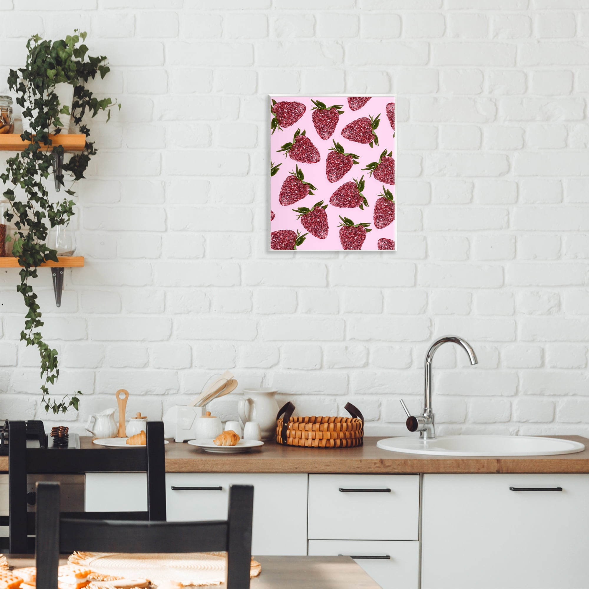 Stupell Industries Glimmer Strawberry Pattern Wall Plaque Art, design by LISH Creative
