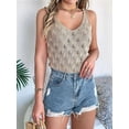 thumbnail image 6 of Womens Summer Crochet Tank Tops Knit Sleeveless Scoop Neck Sweater Vest Boho Hollow Out Cover Ups Khaki L, 6 of 8