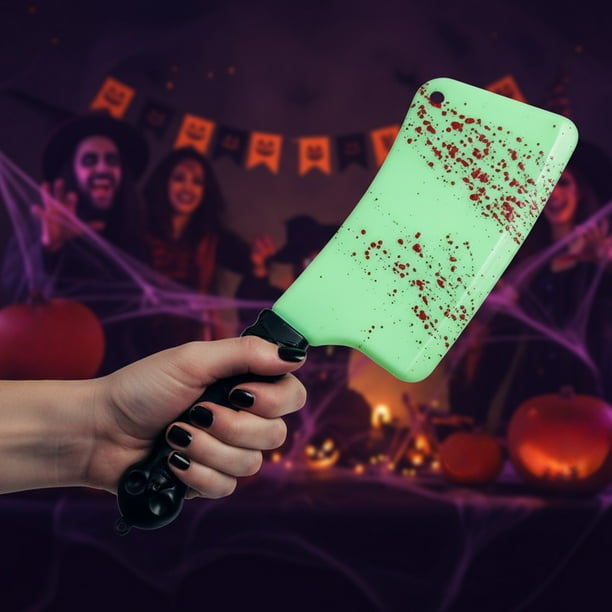 Cuchillo de utilería con hoja de sangre luminosa para Halloween, cuchillo de cocina de plástico de simulación, machetes y machetes, equipo de actuación de Horror Bloods Stain Cos