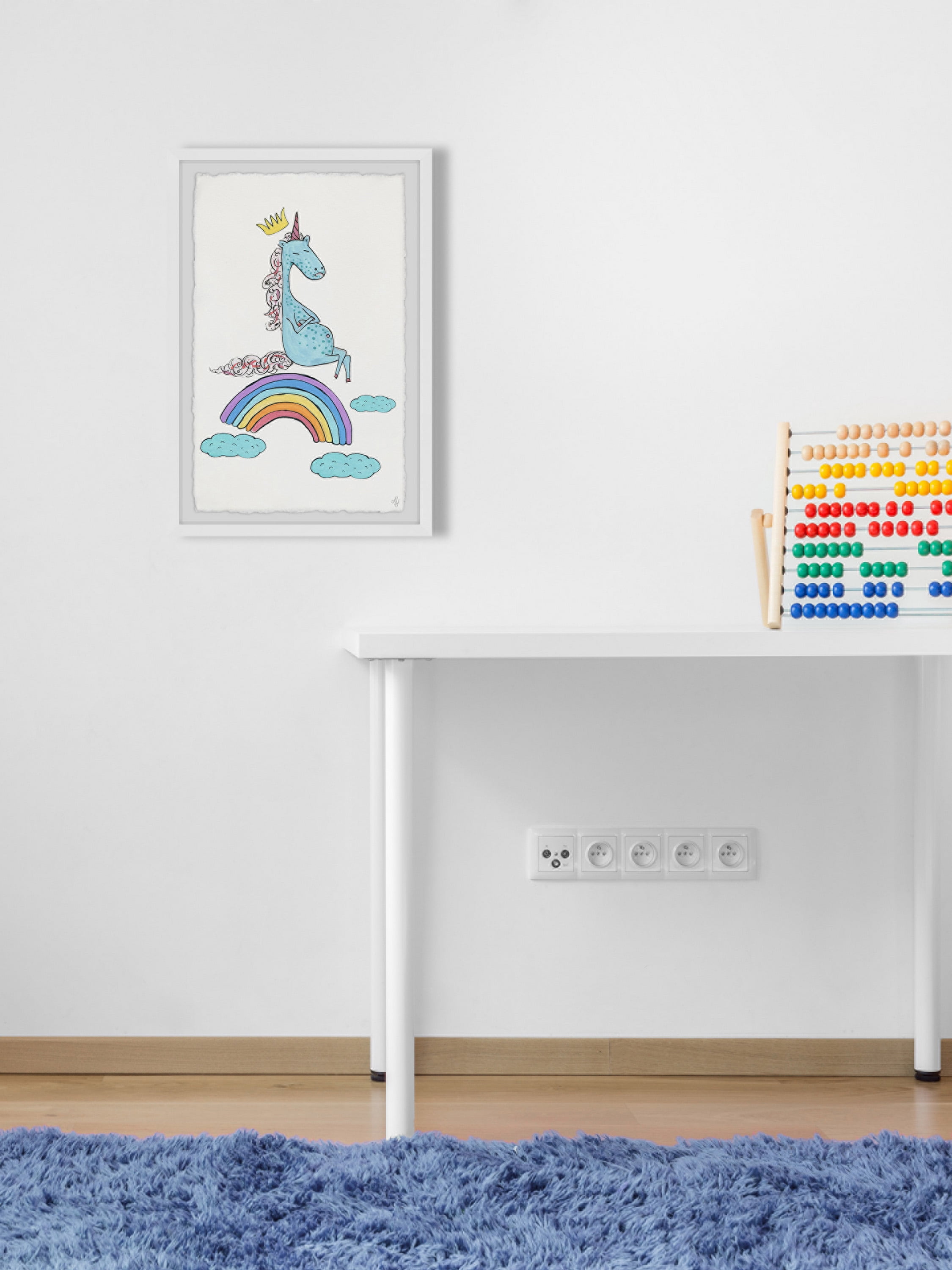 Marmont Hill Unicorn Rainbow Framed Wall Art, 24.00" x 1.50"