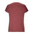 thumbnail image 6 of POTETI Womens Tops Red Solid Casual Short Sleeve V-Neck Blouses, 6 of 9