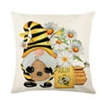 thumbnail image 5 of Spring Yellow Bumble Bee Happy Gnome Decorative Throw Pillow Cover 18x18inch Set of 4, Summer Black Buffalo Plaid Honey Themed Home Decoration, Farmhouse Cushion Case Patio Porch Outdoor Decors, 5 of 5