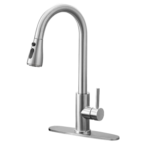 HIBIBUD Kitchen Sink Faucets with Pull Down Sprayer,High Arc Single Handle with Water Lines