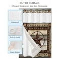 thumbnail image 2 of No Hook Cloth Fabric Shower Curtain with Snap in Liner, Texas Star Farm Waterproof Shower Curtains Set with See Through Top Window, Vintage Country Star Brown Wood Grain Bath Curtains Shower 54"x78", 2 of 6
